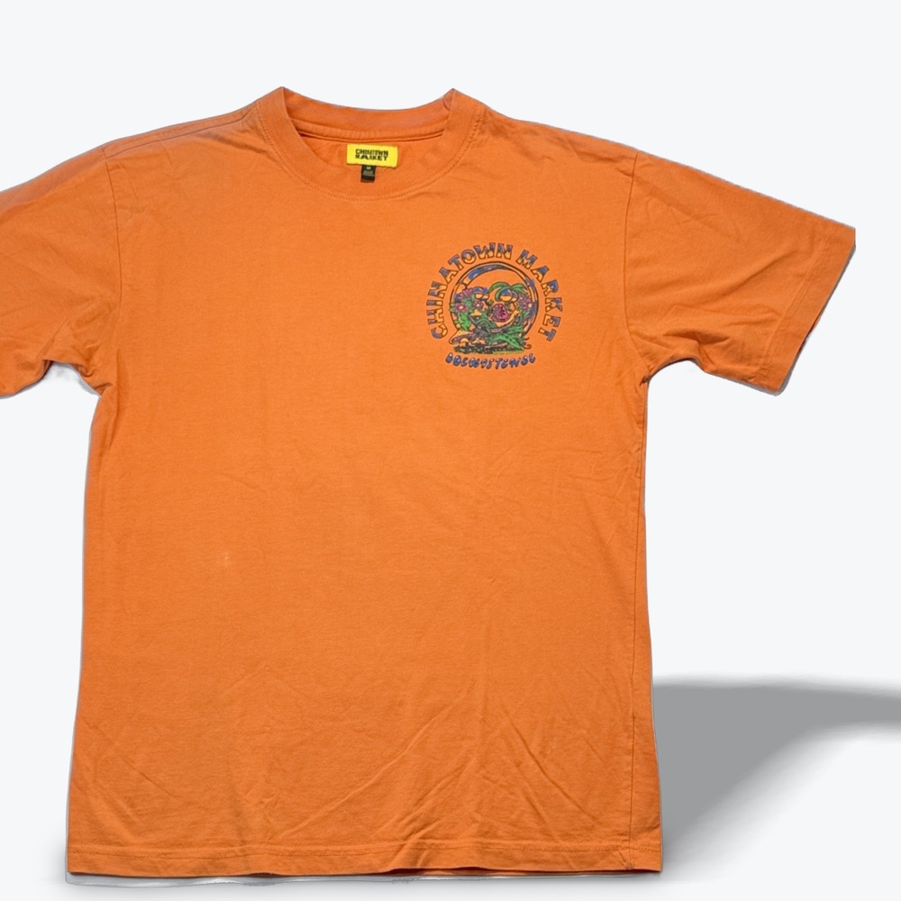 Chinatown Market TShirt Coexistence Graphic Orange Mens M Psychedelic Snail